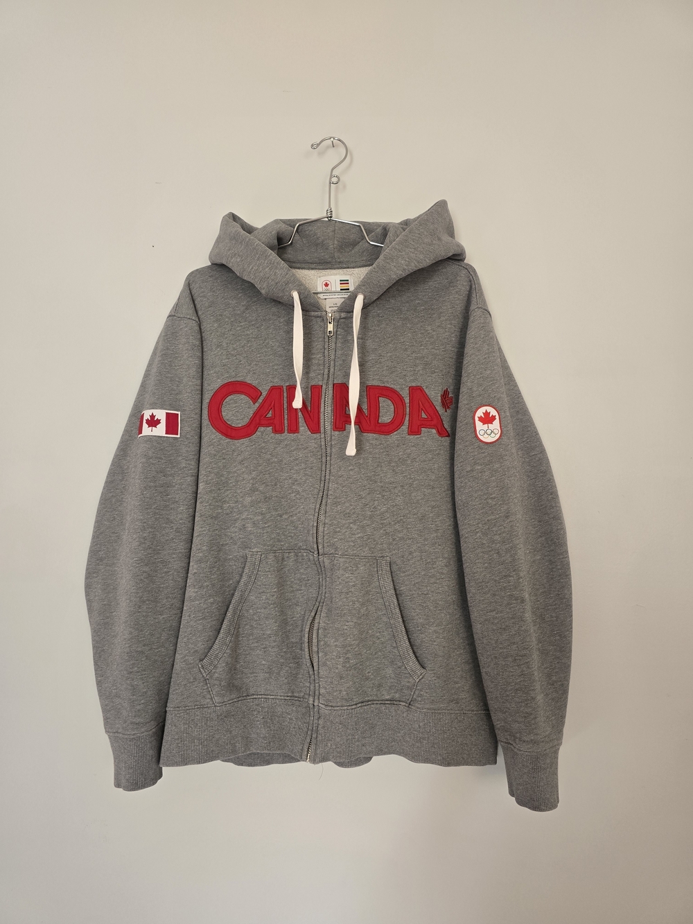 Canada Embroidered Gray Zip-Up Hoodie Jacket